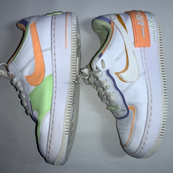 Nike Air Force 1 Shadow White Multi-Color sneakers ruffle laces Sz 7.5 - Picture 3 of 6